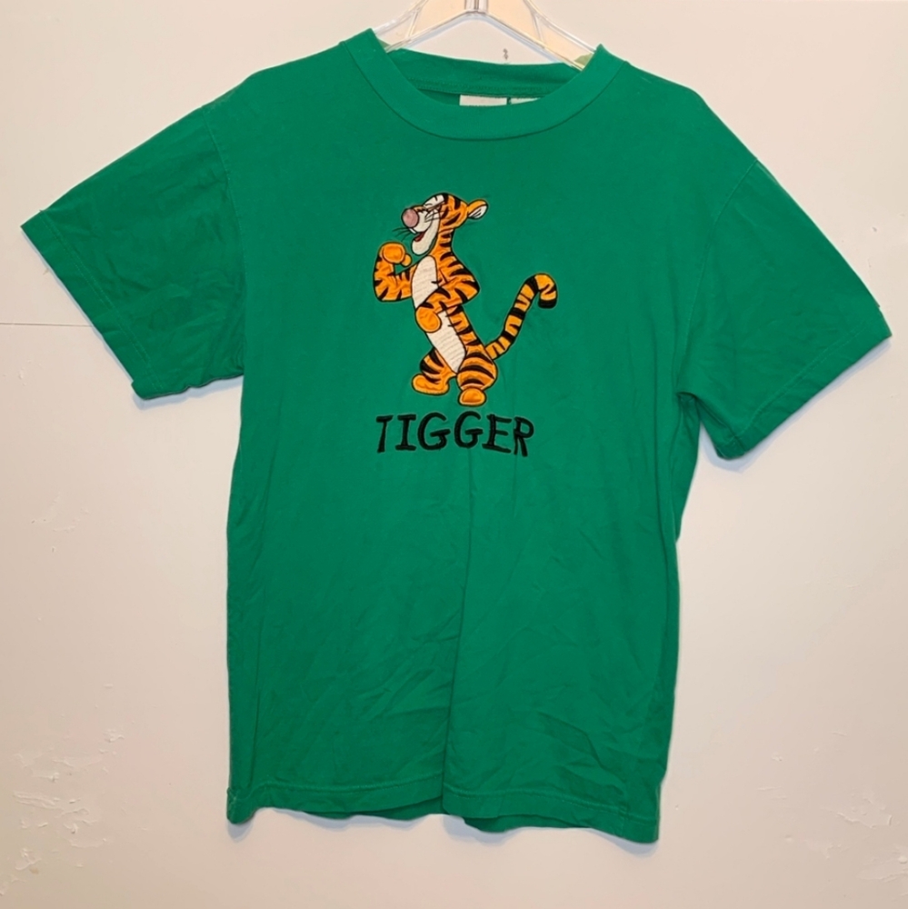 Vintage Disney Mickey Inc Tigger Embroidered Green Shirt 90s